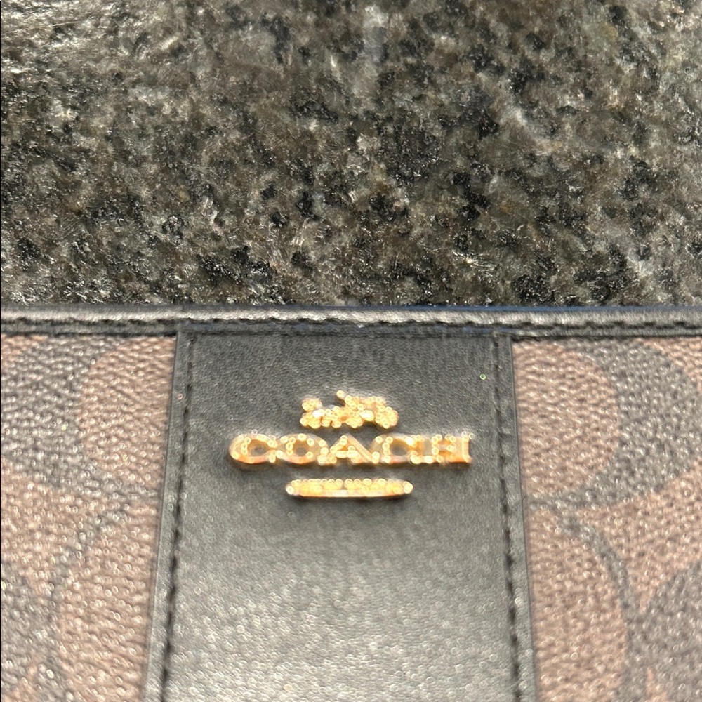Coach Signature Brown and Black Zip Wallet - Picture 12 of 12